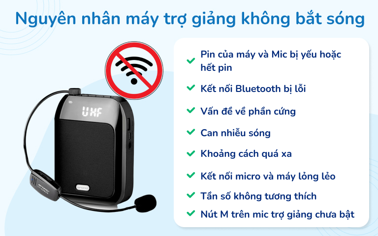 nguyên nhân máy trợ giảng không bắt sóng