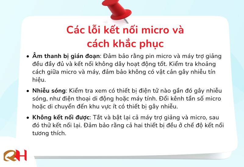 Các lỗi kết nối micro và cách khắc phục