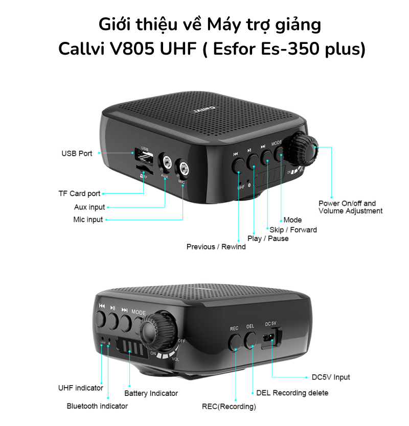 Giới thiệu về Máy trợ giảng Callvi V805 UHF ( Esfor Es-350 plus)