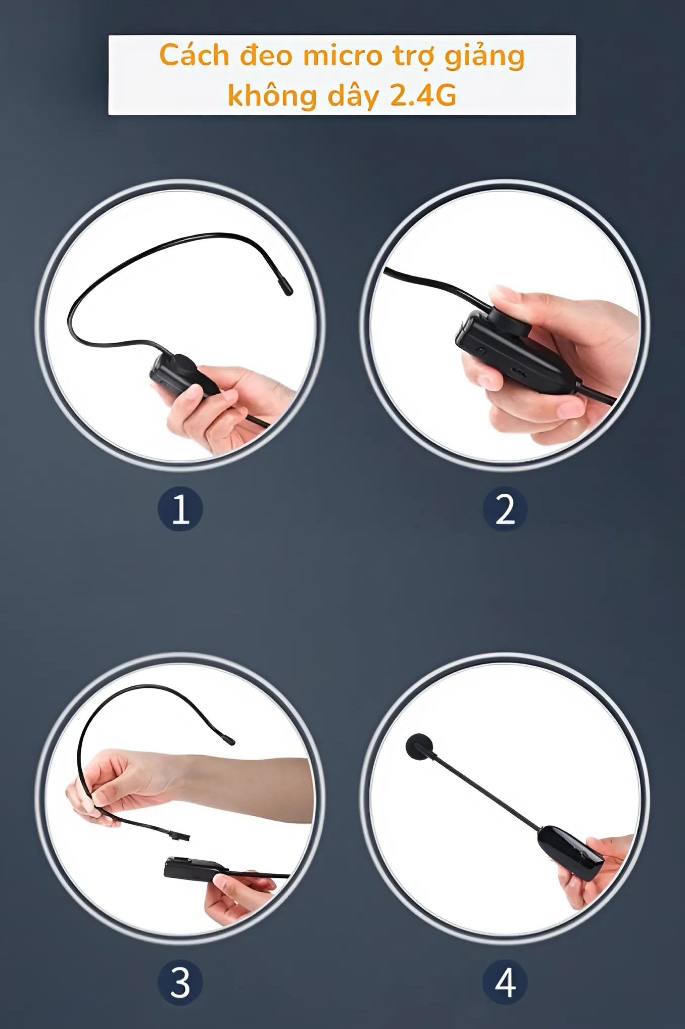 cách đeo micro trợ giảng không dây 2.4G