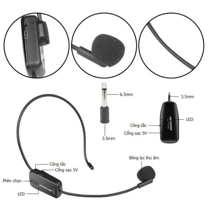 Micro trợ giảng không dây UHF