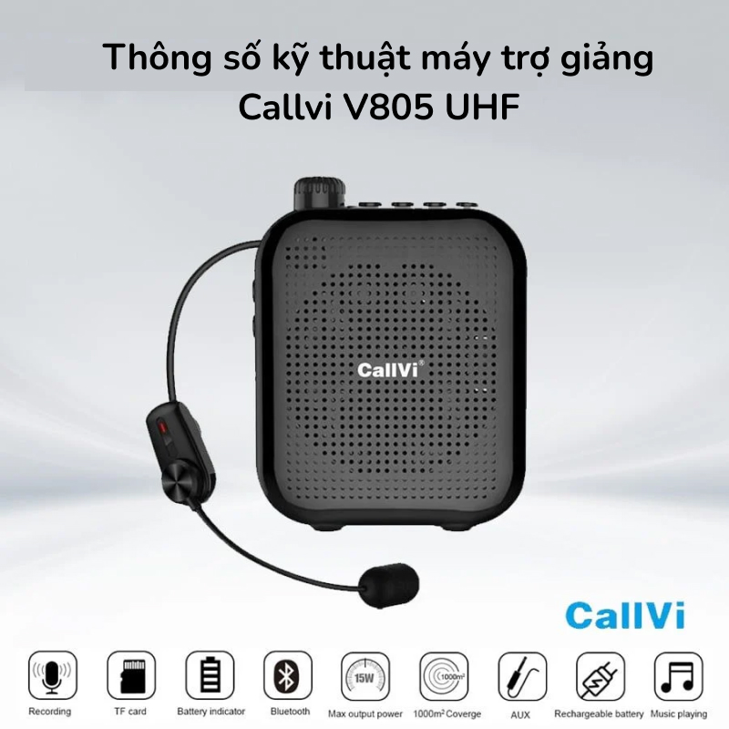 Thông số kỹ thuật máy trợ giảng Callvi V805 UHF (Esfor Es-350 plus)